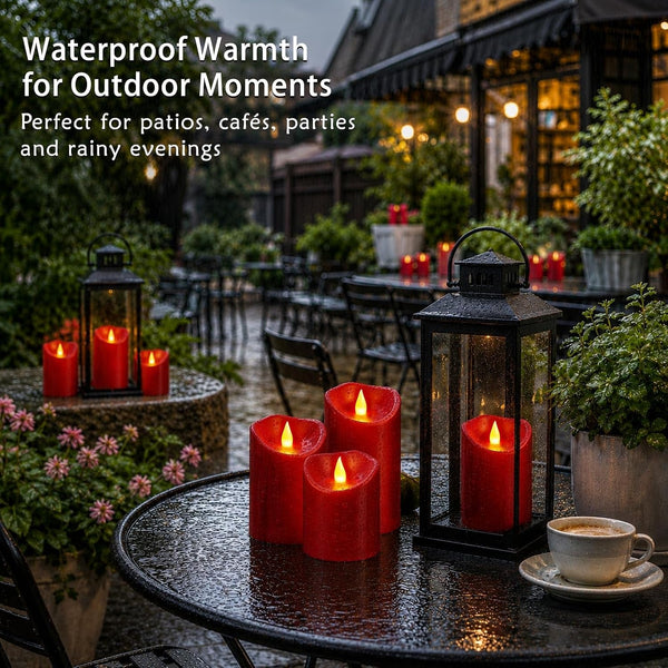 Flameless Candles Led Candles Pack of 9 Outdoor Indoor Battery Candles with Remote Timer for Home Decor Wedding Festival Decor (Burgundy - 3" D X 9 Pack)2
