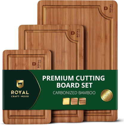 Wooden Cutting Boards for Kitchen Appliances - Non Toxic Bamboo Wood Cutting Board Set with Deep Juice Groove, Side Handles, Charcuterie & Butcher Block for Meat, Meal Prep & Serving1