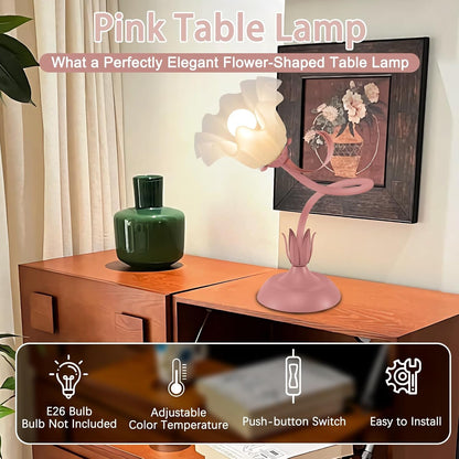 Women Bedside Table Lamps for Bedroom, Cute Flower Desk Lamp with Adjustable Flexible Gooseneck, 3 Color Temperatures Nightstand Lamp with E26 LED Bulbs, Floral Lamp for Living Room, Office,Reading5