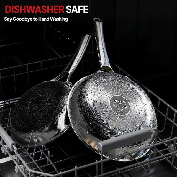 11 Pcs Non-Stick Cookware Set, Stainless Steel Pots and Pans Set with Lids, Non-Toxic Kitchen Set Chef'S Pan, PFOA & PTFE Free, Compatible for All Cooktops4