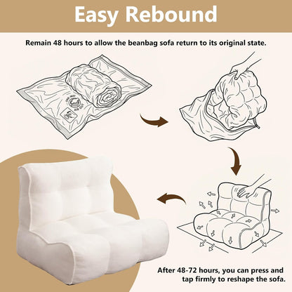 Gaint Bedroom Sofa for Adults, Memory Foam Lazy Sofa Sack, Ultra Soft Faux Fur Floor Sofa, Floor Couch for Bedroom, Living Room, Office & Home, Beige7
