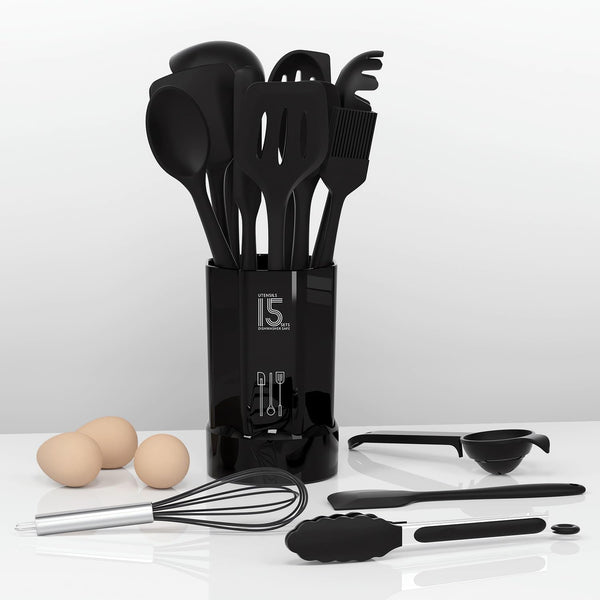 Silicone Cooking Utensils Set - 446°F Heat Resistant Kitchen Utensils,Turner Tongs,Spatula,Spoon,Brush,Whisk,Kitchen Utensil Gadgets Tools Set for Nonstick Cookware,Dishwasher Safe (BPA Free)6