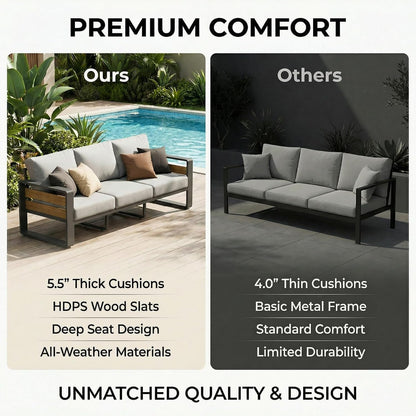 Aluminum Outdoor Patio Furniture Set with Table,5 Seat, Grey4