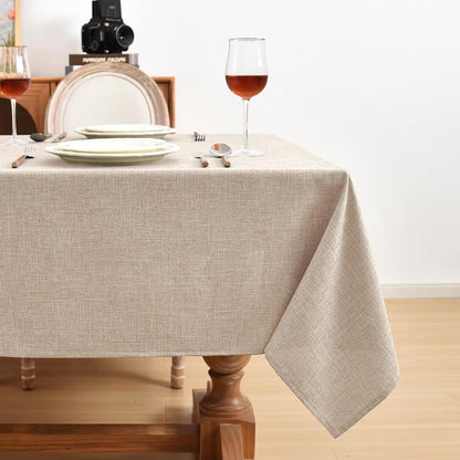 2 Pack Beige Faux Linen Tablecloths Rectangle 60X84 Inch3