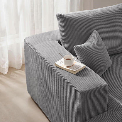 111" Modular Sectional Sofa, U Shaped Cloud Boneless Couch Grey4