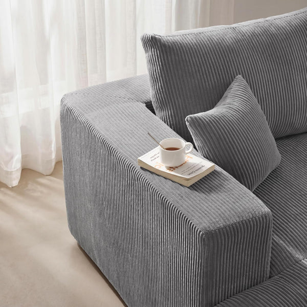 111" Modular Sectional Sofa, U Shaped Cloud Boneless Couch Grey4
