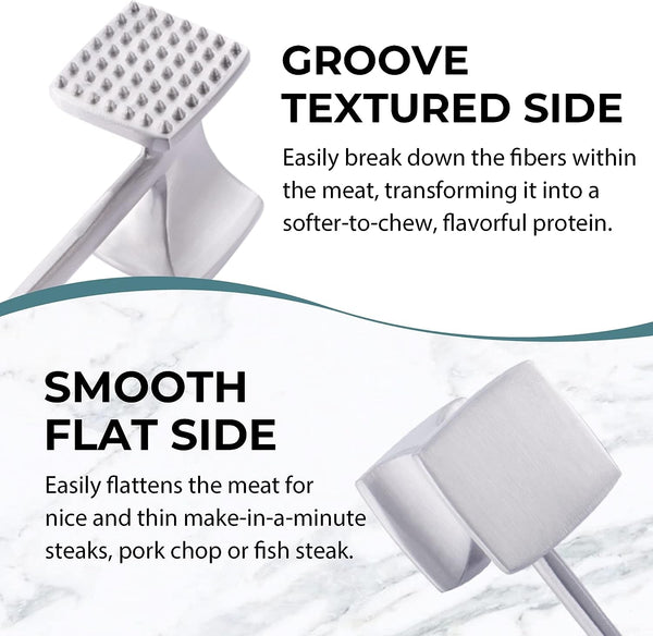 Meat Tenderizer Hammer with Comfortable-Grip Handle, Dual-Side Mallet for Kitchen, Heavy Duty Pounder for Tenderizing Steak, Beef and Fish3