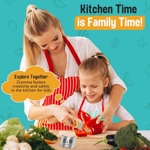 Kids Knife Set for Real Cooking with Educational Ring & Panda Finger Guard for Boys & Girls Cutting, Kids Chef Knife Stainless Steel Blade for Kitchen Cutting-Warm-Toned5