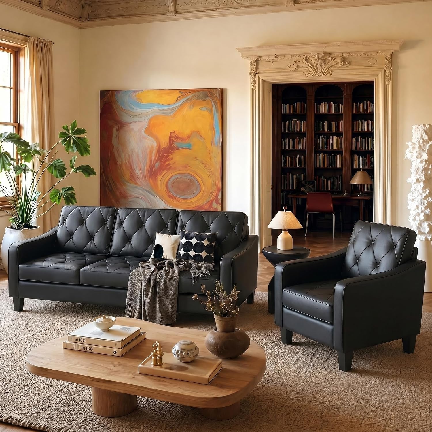 83-black-faux-leather-3-seater-couch-mid-century-tufted-sofa-living-room