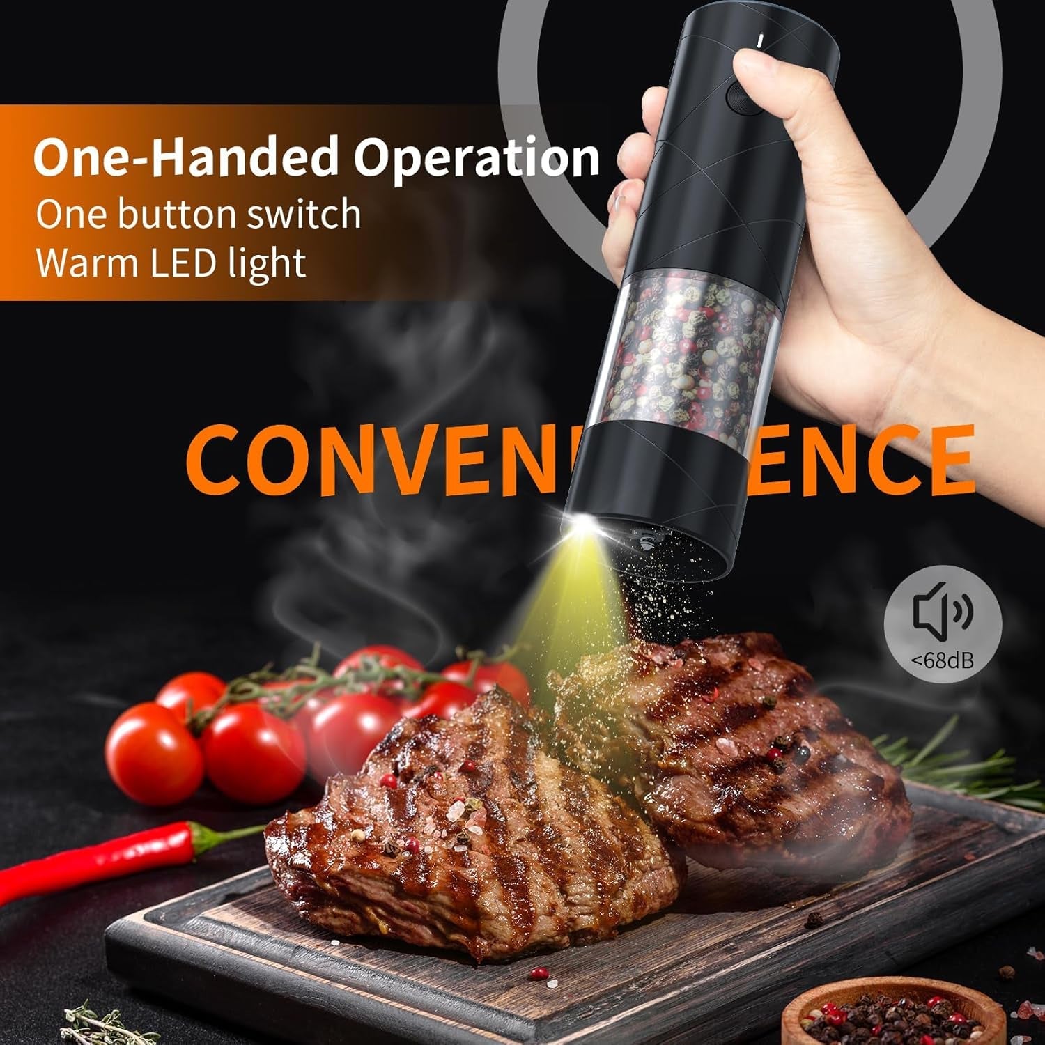 2pack-electric-salt-and-pepper-grinder-set-usb-rechargeable-with-warm-led-light-adjustable-coarseness-large-capacity-automatic-salt-pepper-mill-shakers-for-kitchen-restaurant-outdoor-black