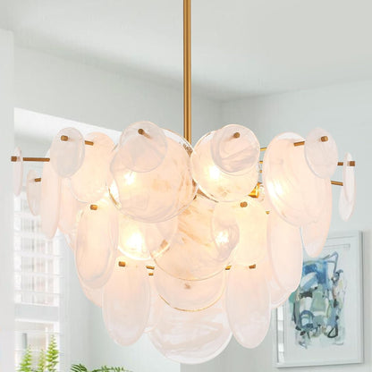 Dia 28 Inch, Modern Glass Chandeliers for Bedroom, Gold Dining Room Light Fixture, Large Vintage Pendant Chandelier for Living Room Stairway Entryway Kitchen Farmhouse Foyer1