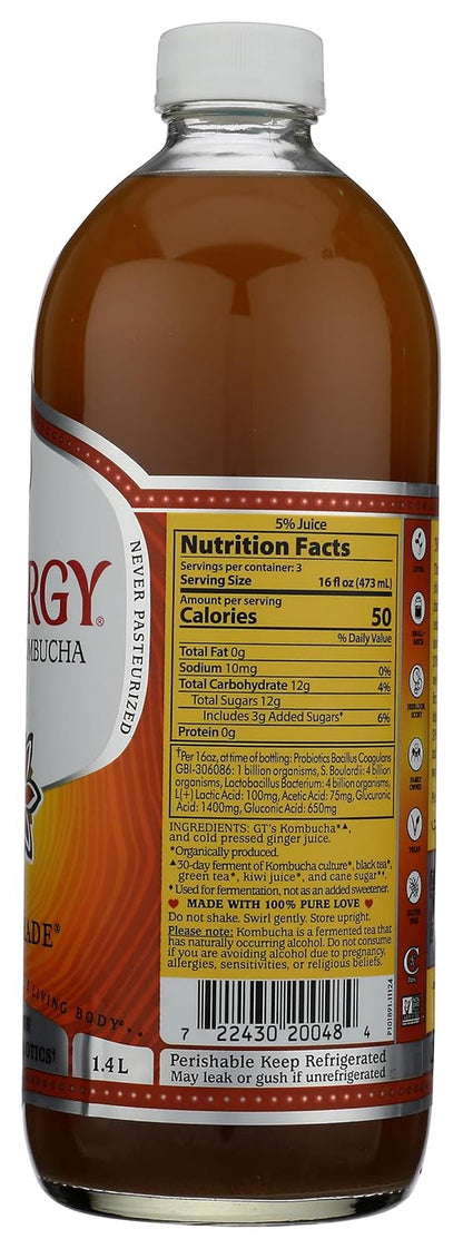 Gts Enlightened Synergy Organic and Raw Kombucha, Gingerade, 48 Oz5