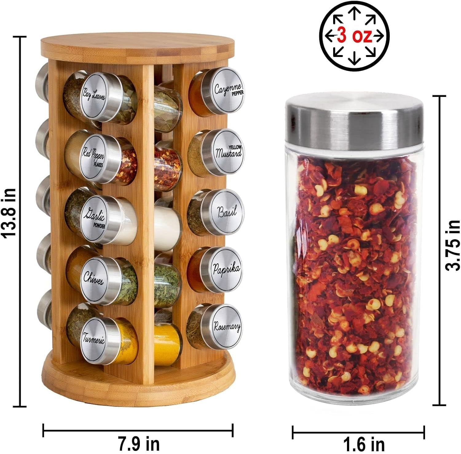 20-jar-rotating-bamboo-spice-rack-with-spices-included-5-year-free-spice-refill-program-revolving-countertop-spice-rack-with-glass-jars