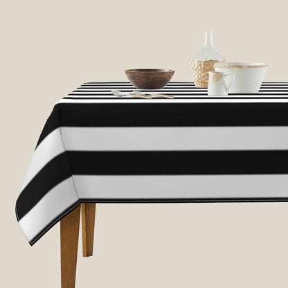 Square Table Cloth, Stripes White Black Tablecloth Washable Dinng Table Covers Decorative for Kitchen & Table Linens 60" X 60"5