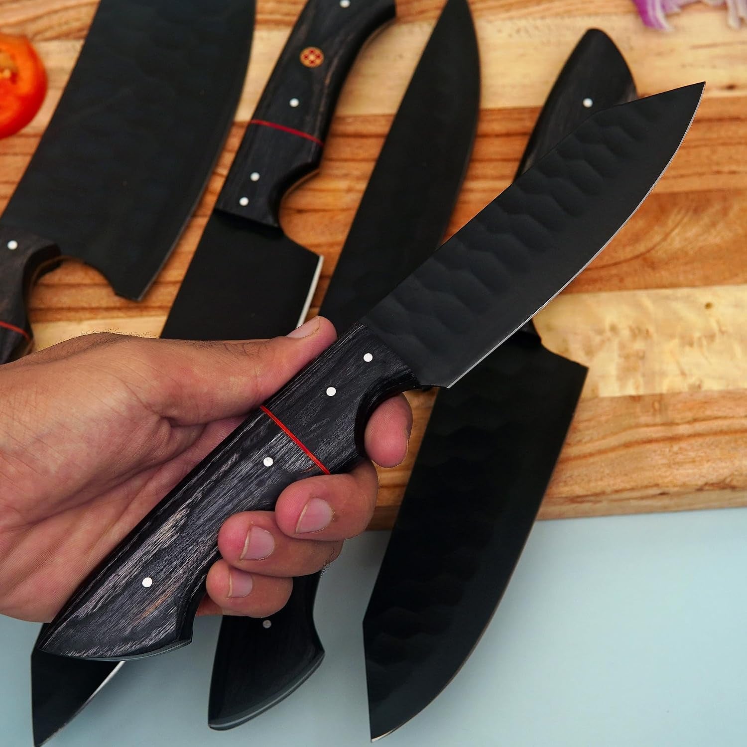 handmade-damascus-knife-set-5-pcs-kitchen-knife-set-with-leather-roll-bag-professional-kitchen-knives-kitchen-gadgets-viking-chefs-knives-christmas-gift