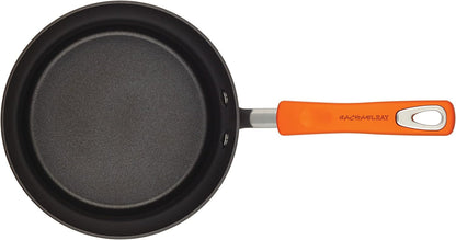 Brights Hard-Anodized Aluminum Nonstick Cookware Set with Glass Lids, 10-Piece Pot and Pan Set, Gray with Orange Handles10