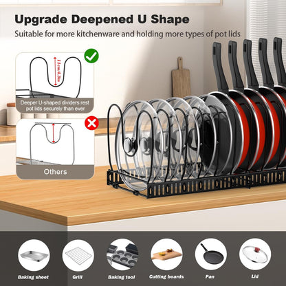 Pot and Pan Lid Organizer Holder Storage Rack, Black2