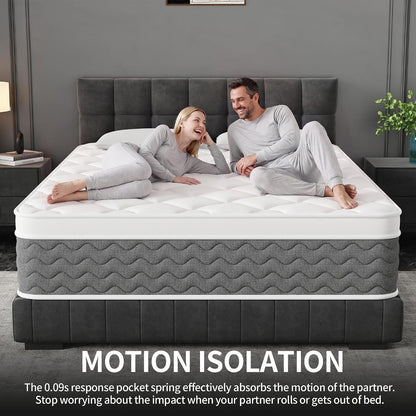 Gray Queen Mattress, 12 Inch Queen Size Hybrid Memory Foam Mattress7