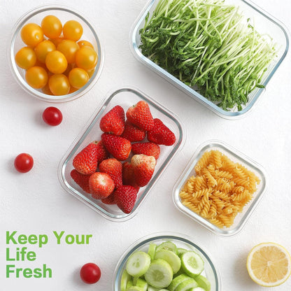 18 Piece Glass Food Storage Containers with Snap Locking Lids for Meal Prep6