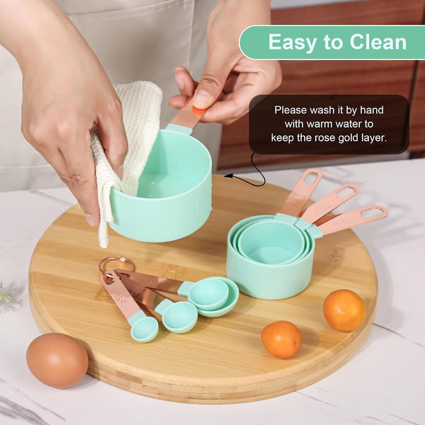 8-Piece Stackable Rose Gold Stainless Steel Handled Measuring Cups5