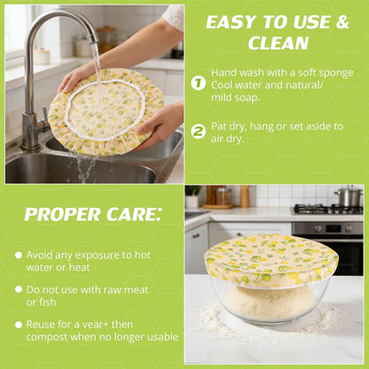 Beeswax Bowl Covers for Bread Proofing 2Pcs Shower Caps for Sourdough Bread7