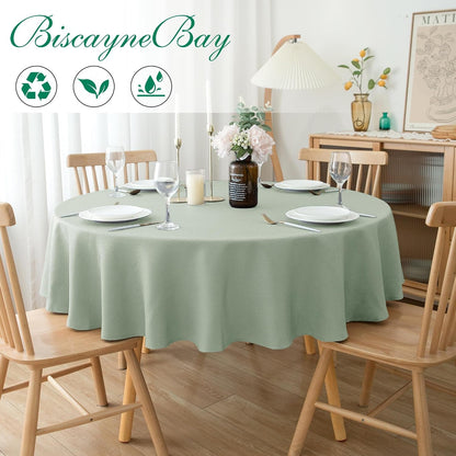 round Tablecloth 60 Inch-Sage Outdoor Fabric Table Cover-Small Circle Folding Table Cloths Linen Water Resistant Washable for Kitchen Dining Picnic Patio Outdoor Party Restaurant Tables2