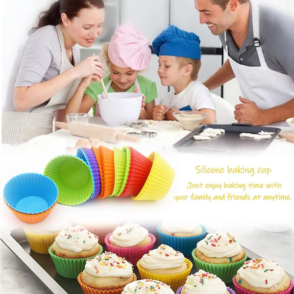 24 Pack Silicone Baking Cups, Reusable Cupcake Liners Molds, Multicolor | BPA Free, Easy Clean Muffin Cup, Dishwasher Safe, Non-Stick Muffin Cupcake Liners for Party Halloween Christmas, Regular Size6