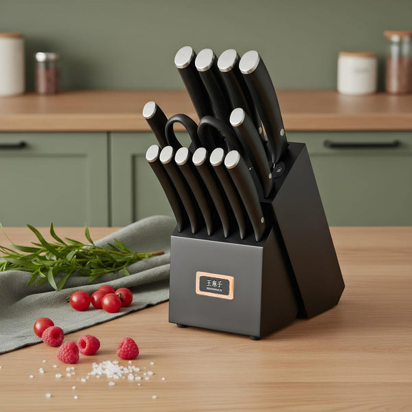 15-Pcs Knife Block Set, High Carbon Steel Ultra Sharp, Black4