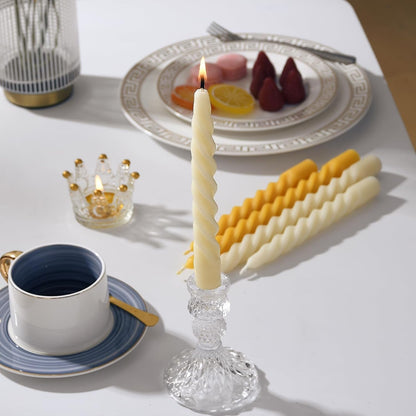 2PCS 7-Inch Pure Beeswax Spiral Taper Candles, Cream White, Dripless5