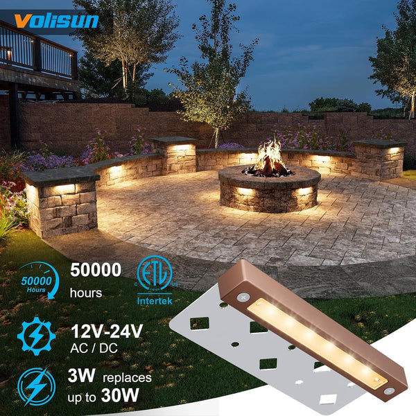 7 Inch Retaining Wall Lights, 2700K Hardscape Lighting, 8 Pack3