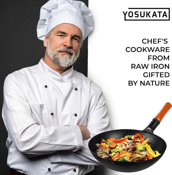 13.5" Pre-Seasoned Flat Bottom Black Carbon Steel Wok for Stir Fry | Pow Wok for Stir Fry, BBQ, Grill, Camping – Traditional Chinese Cookware for Induction, Electric, Gas, Open Fire9