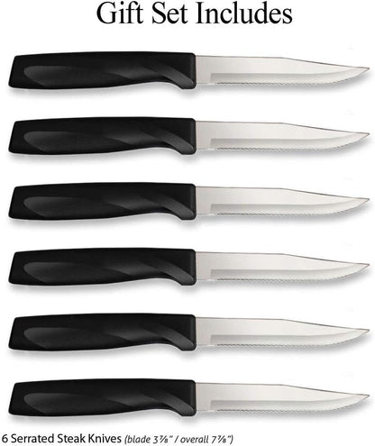 Cutlery Anthem Series 6-Piece Serrated Steak Knife Set, Black Handles2