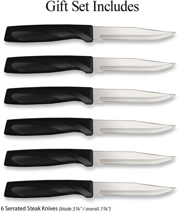 Cutlery Anthem Series 6-Piece Serrated Steak Knife Set, Black Handles2