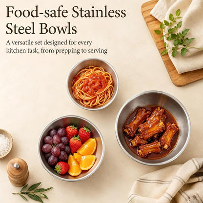 3 Pcs Stainless Steel Mixing Bowls Set with Measurement Markings2