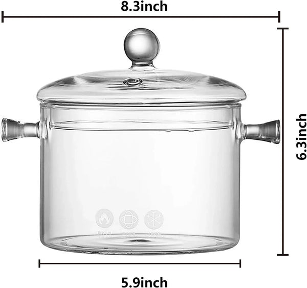 1.5L/50Oz Glass Saucepan with Cover, Heat Resistant Stovetop Glass Cooking Pot with Lid for Pasta Noodle, Soup, Milk, Clear Simmer Pot for Potpourri Christmas Holiday Home Fragrance3