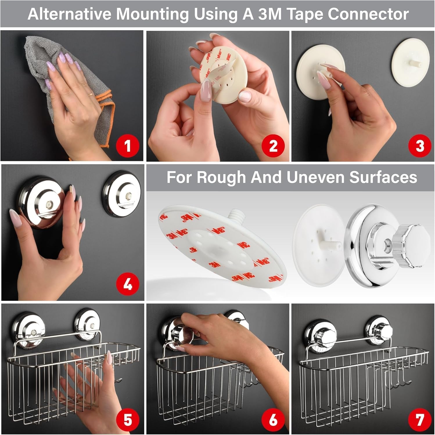 hasko-suction-cup-shower-caddy-basket-for-shampoo-shower-suction-shelf-organizer-basket-with-soap-holder-and-hooks-stainless-steel-shampoo-holder-for-bathroom-storage-chrome