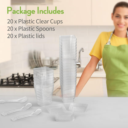 5 Oz Plastic Dessert Cups with Lids and Spoons, Yogurt Parfait Appetizer Cups for Party, Mini Dessert Shooters for Pudding and Fruit 20 Pack (60-Piece)4