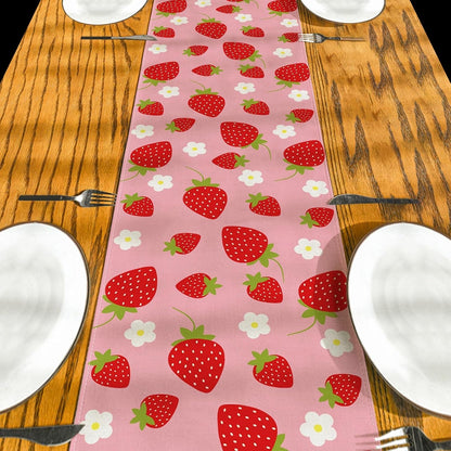 Summer Table Runner 13×108 Inch Strawberry Shortcake Party Decor5