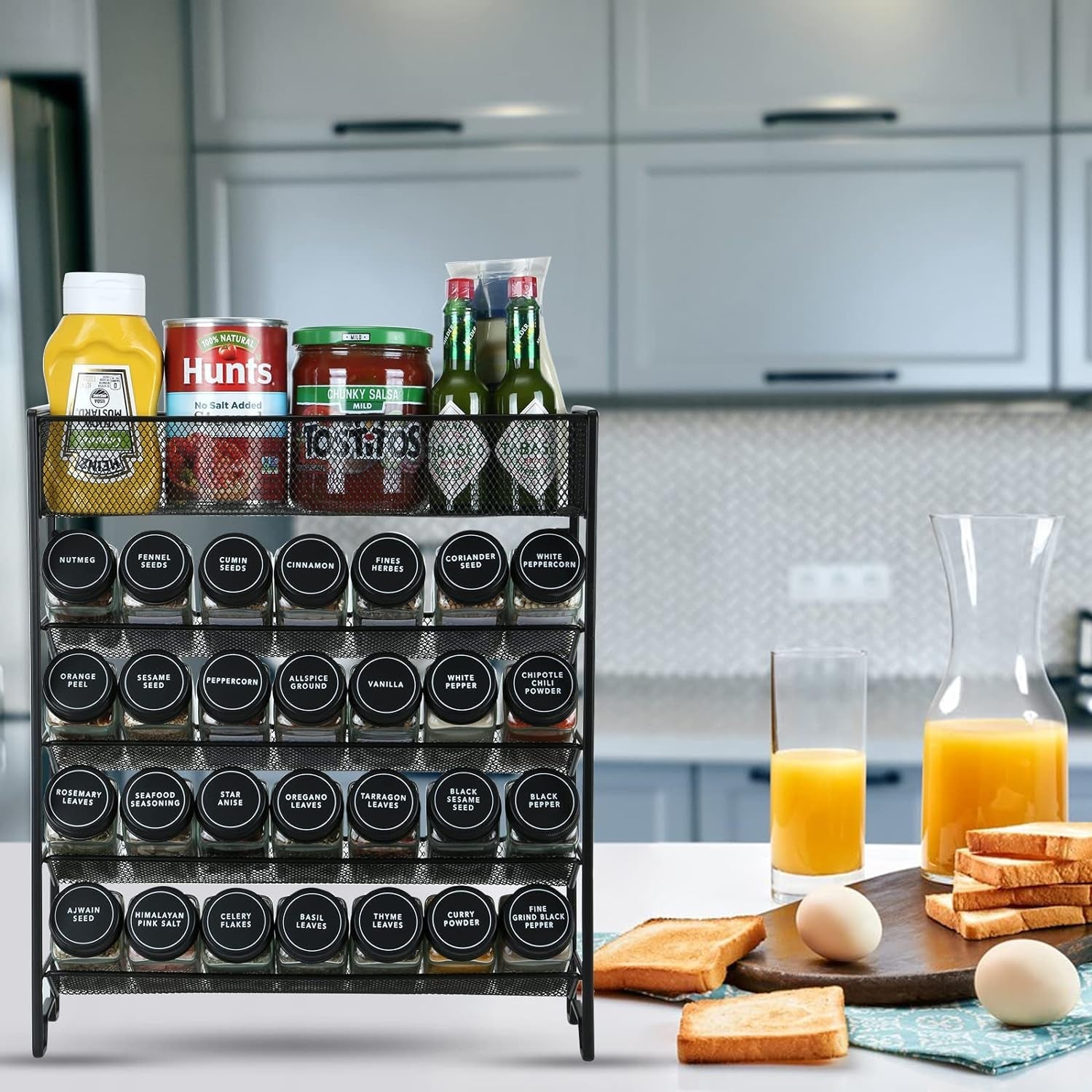spice-rack-organizer-with-28-spice-jars-black-lids-spice-labels