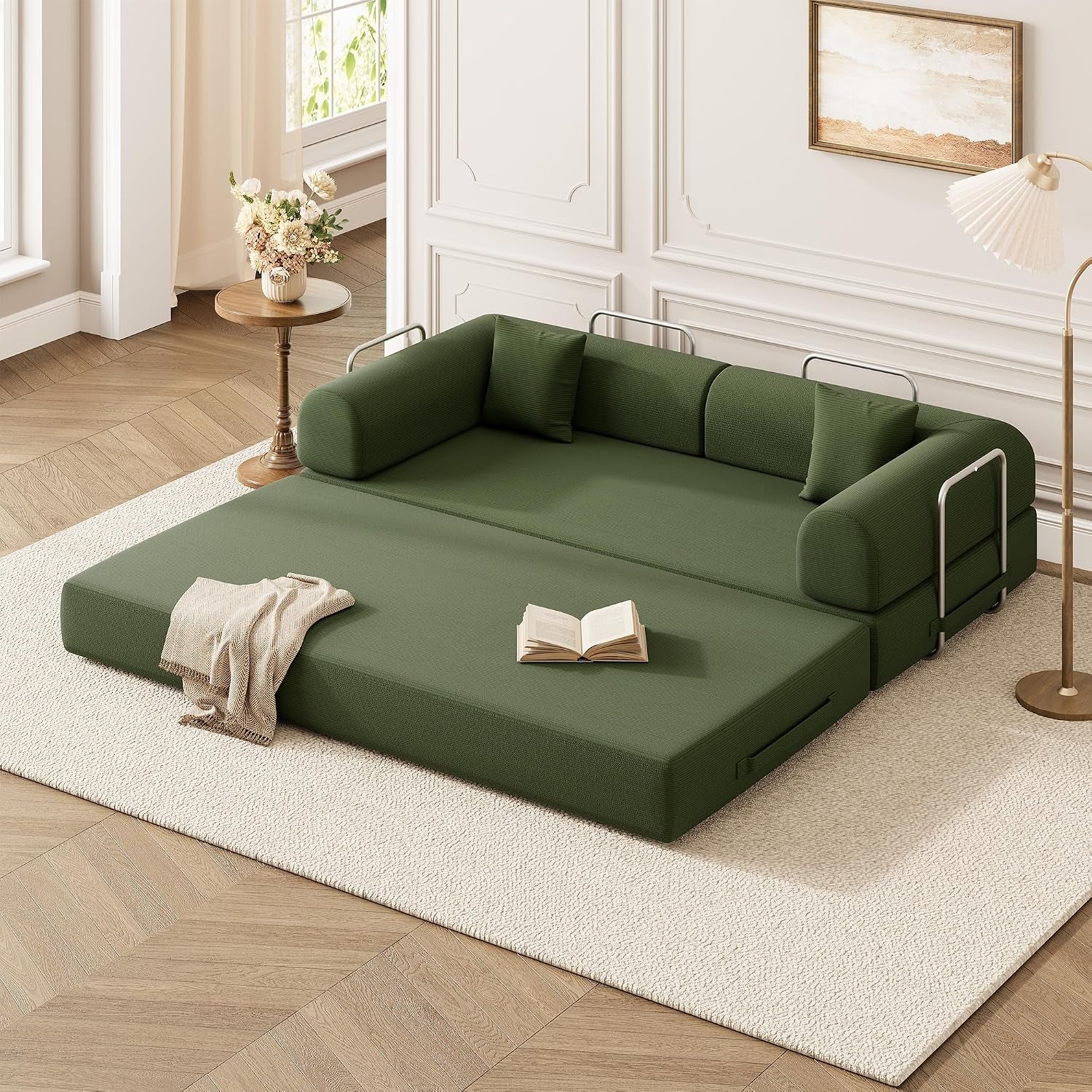 78-7-convertible-sofa-bed-5-in-1-corduroy-modular-couch-green