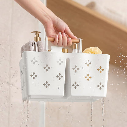 Plastic Shower Caddy Portable, Large Capacity Shower Basket with Handle, Divided Bathroom Toiletry Organizer, Quick-Drain Shower Caddy for College Dorm Beach Kitchen Essentials, White.3