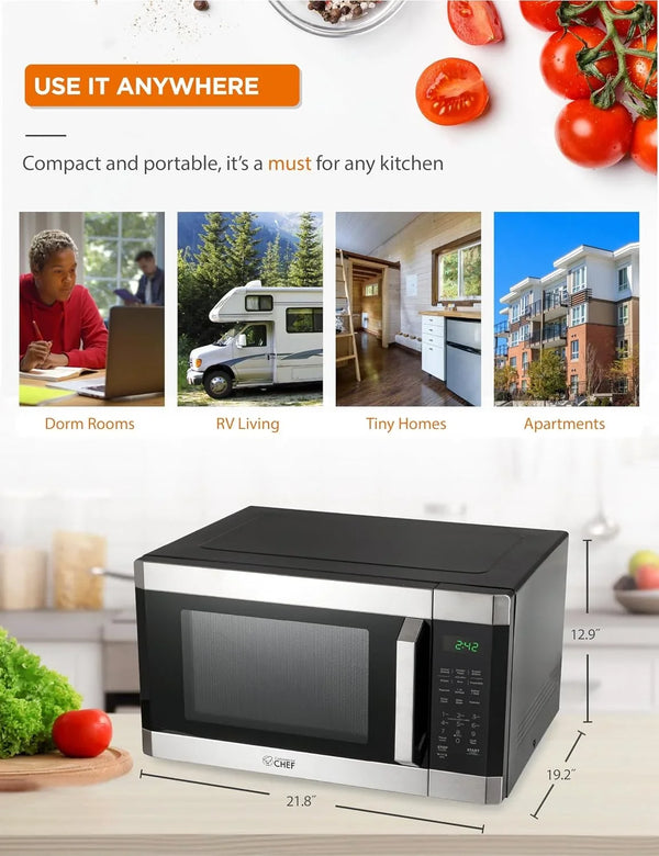 1.6 Cu. Ft. Countertop Microwave Oven, CHM16MS6, Stainless | Touch Controls with Digital LED Display, 1100W, 13.6” Turntable Plate, Push Button Door, 10 Power Levels7