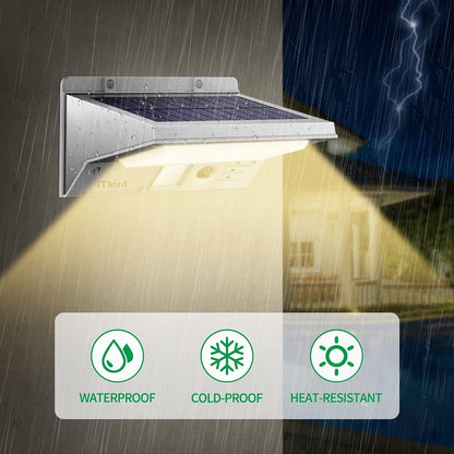Solar Motion Sensor Light Outdoor, LED Solar Powered Outdoor Lights Solar Security Lights Stainless Steel for Yard Patio Garage Waterproof Motion Detector Flood Light Super Bright(Warm White)4