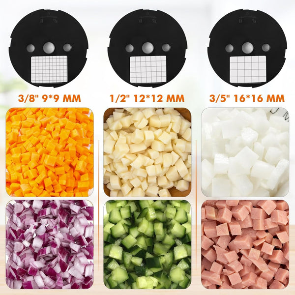 Electric Vegetable Dicer Chopper Commercial Food Processor 3 Blades | Heavy Duty Food Cuber, Stainless Steel Blades, with Clean Tools, for Fruit Potato Onion Carrot, for Home Restaurant 100W 110V2