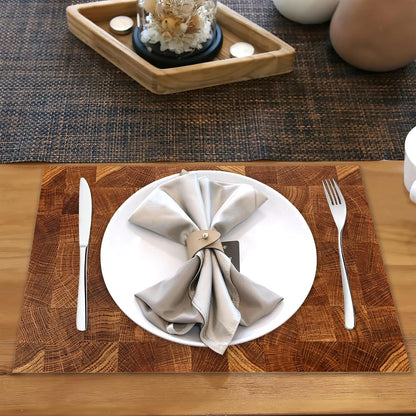 Placemats Set of 6,Retro Wood Linen Table Mats Honey Oak Texture Heat Resistant Place Mats Washable Dining Table Mats for Indoor Outdoor Kitchen Decor Easy Clean 12 X 18 Inch5