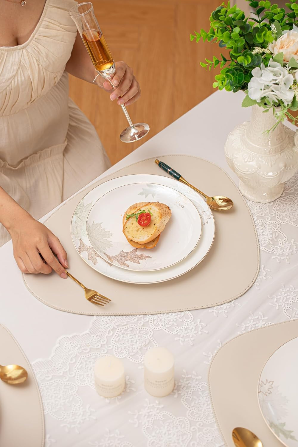 12-piece-bone-china-dinnerware-set-for-4-maple-leaf-gold-trim-gift