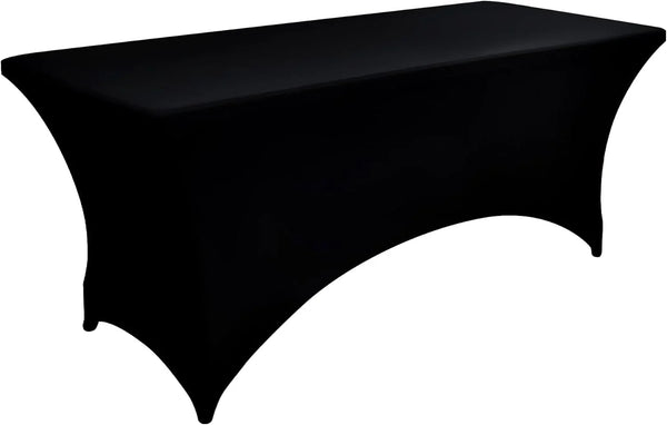 6-Pack 6Ft Black Spandex Table Covers for Rectangle Standard Folding Tables - Wrinkle Resistant Stretch Tablecloths - Ultimate Fitted Table Protector for Parties, Trade Shows, Wedding9