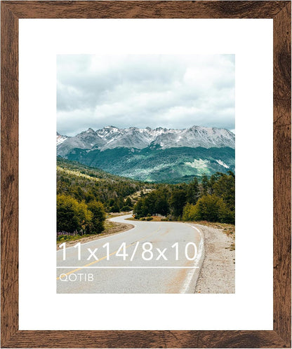 11X14 Picture Frame with 8X10 Mat Deep Brown, Display 8X10 with Mat or 11X14 without Mat, Wood 11 by 14 Photo Frame, 11 X 14 Frame for Wall Hanging Display, Deep Brown1