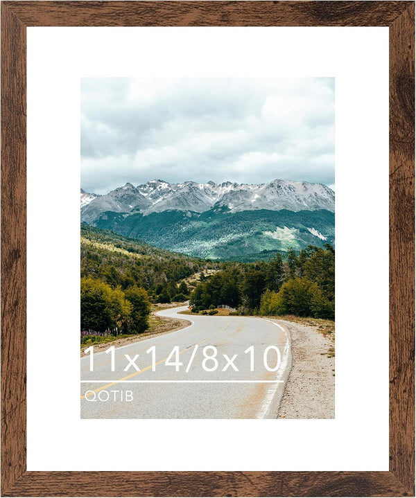 11X14 Picture Frame with 8X10 Mat Deep Brown, Display 8X10 with Mat or 11X14 without Mat, Wood 11 by 14 Photo Frame, 11 X 14 Frame for Wall Hanging Display, Deep Brown1