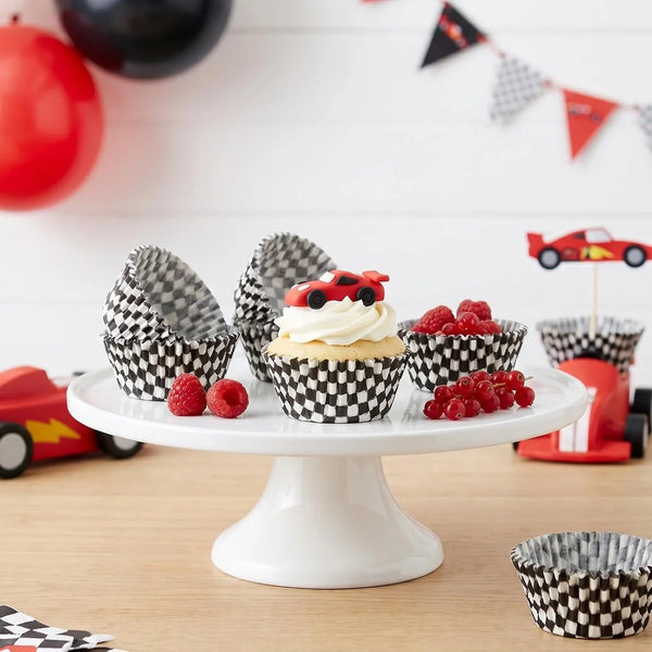 Black Checkered Cupcake Liners,100Pcs Baking Cups for Party Decorations | Heat-Resistant Paper Liners Keep Shape.Checkered Design Suits Birthday Race Car Parties.Stylish for All Ages Baking6